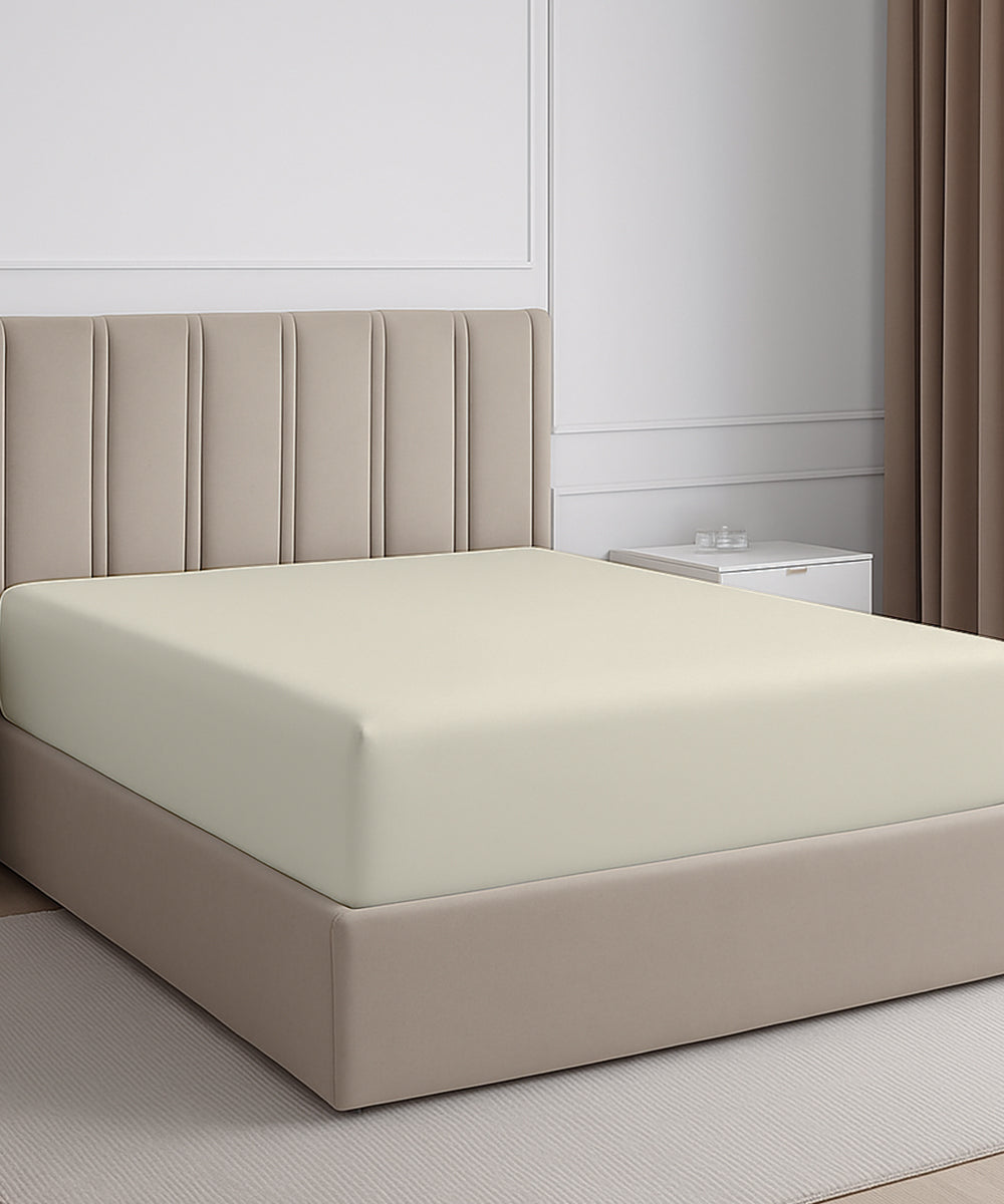 Seven Star 1 Piece Cotton Fitted Sheet- Ivory
