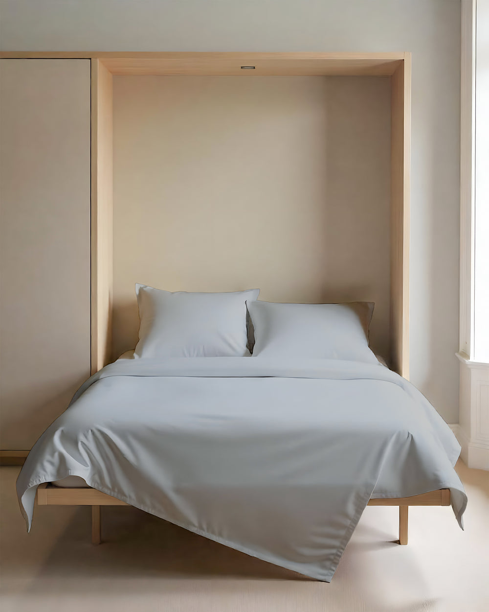FoldEase Murphy Bed 4 Piece Sheet Set- Light Gray