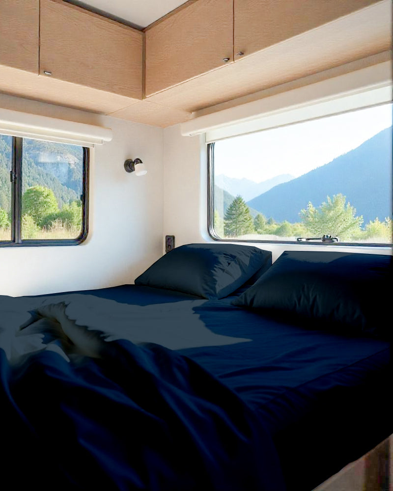 Modern Haven RV Sheet Set – Soft Microfiber, 4-Piece Luxury Collection - Navy Blue