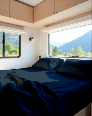 Modern Haven RV Sheet Set – Soft Microfiber, 4-Piece Luxury Collection - Navy Blue