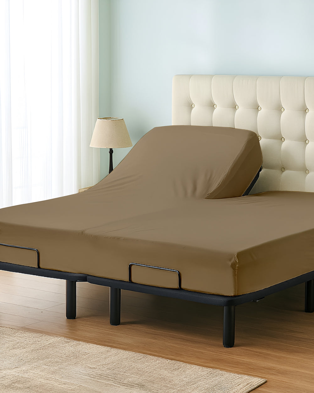 Premium 1 Piece Fitted Sheet with Top Split for Adjustable Beds - Taupe