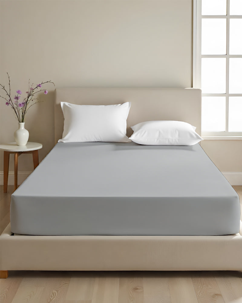 Cloud Soft Classic –  Single Fitted Sheet for Everyday Luxury - Light Gray