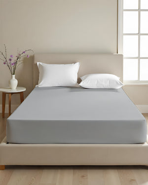 Cloud Soft Classic –  Single Fitted Sheet for Everyday Luxury - Light Gray