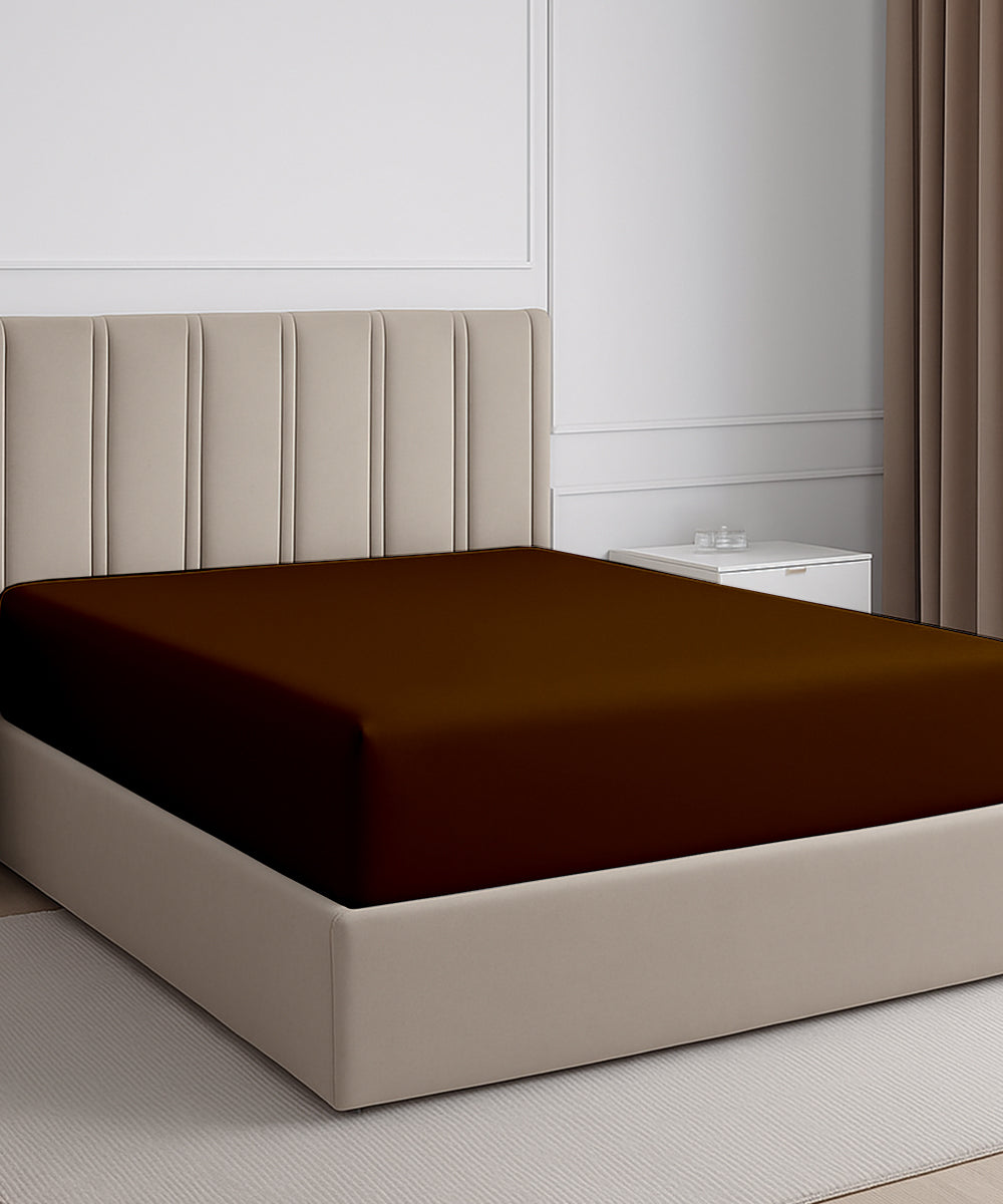 Seven Star 1 Piece Cotton Fitted Sheet- Chocolate