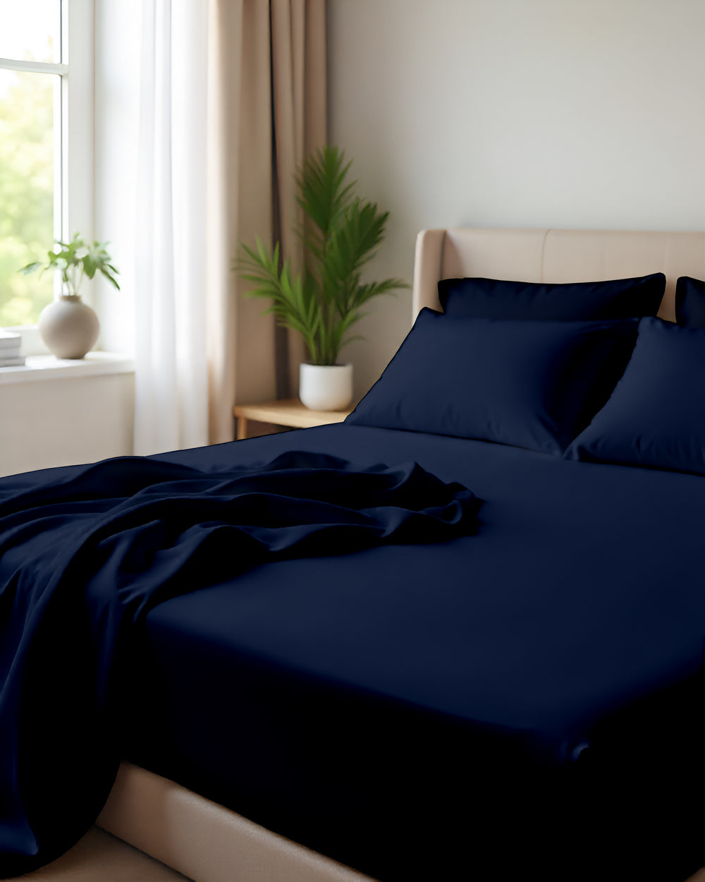 Giza Grace – Classic 1 Piece Fitted Sheet- Navy Blue