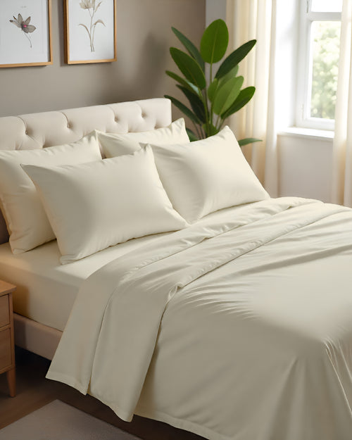 Imperial Touch Exquisite 6 Piece Cotton Sheet Set- Ivory