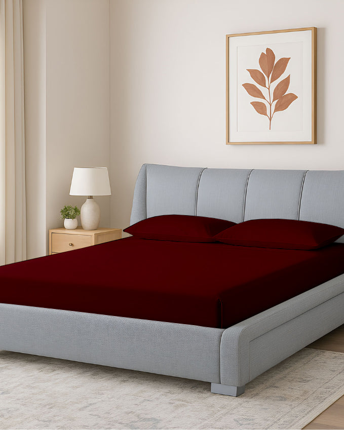 Oceanbreeze Premium Cotton 4 Piece Sheets Set for Waterbeds - Burgundy