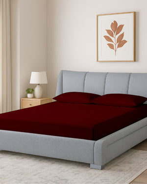 Oceanbreeze Premium Cotton 4 Piece Sheets Set for Waterbeds - Burgundy