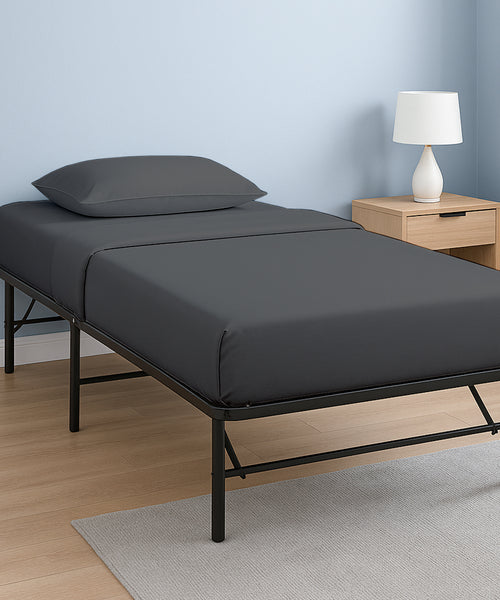 CloudLuxe – Sateen Finish Egyptian Cotton 4 Piece Cot Bedding Set - Dark Gray