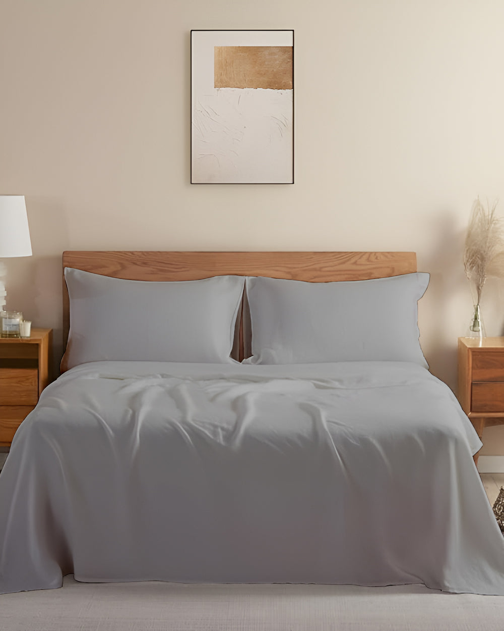 Crescendo Giza Cotton 4 Piece Sheet Set - Light Gray