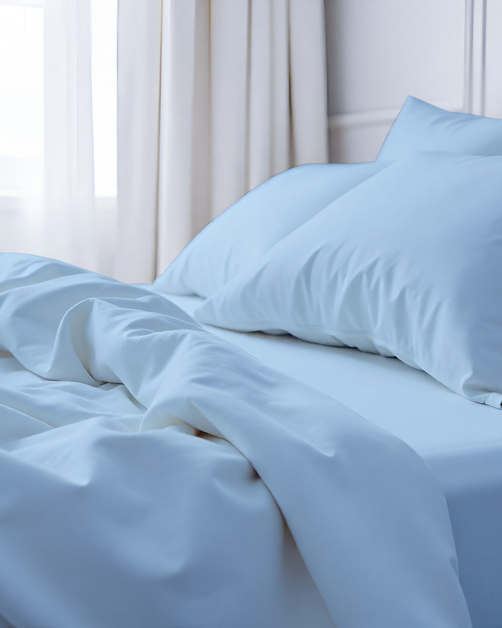 Royal Dreams, Extra Deep 4 Piece Cotton Sheet Set- Light Blue