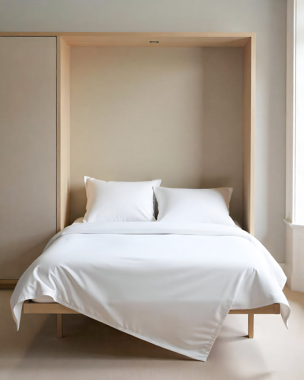 FoldEase Murphy Bed 4 Piece Sheet Set- White
