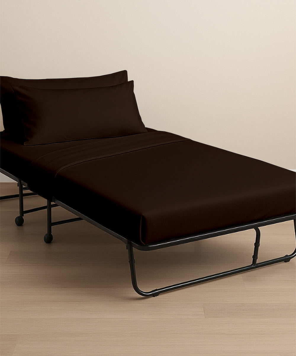 LuxeLayer Giza Cotton 4 Piece Cot Sheet Set -Chocolate