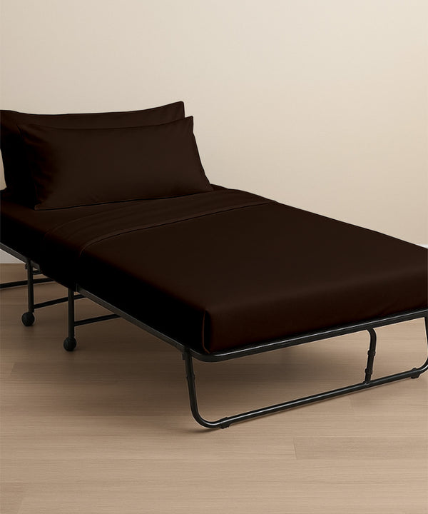 LuxeLayer Giza Cotton 4 Piece Cot Sheet Set -Chocolate
