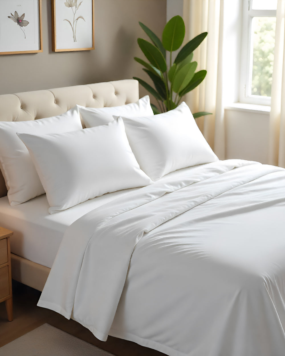 Imperial Touch Exquisite 6 Piece Cotton Sheet Set- White