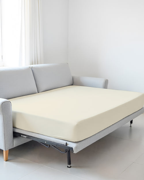 SmartSleep 1 Piece Deep Pocket Cotton Fitted Sheet for Convertible Sofa Beds - Ivory