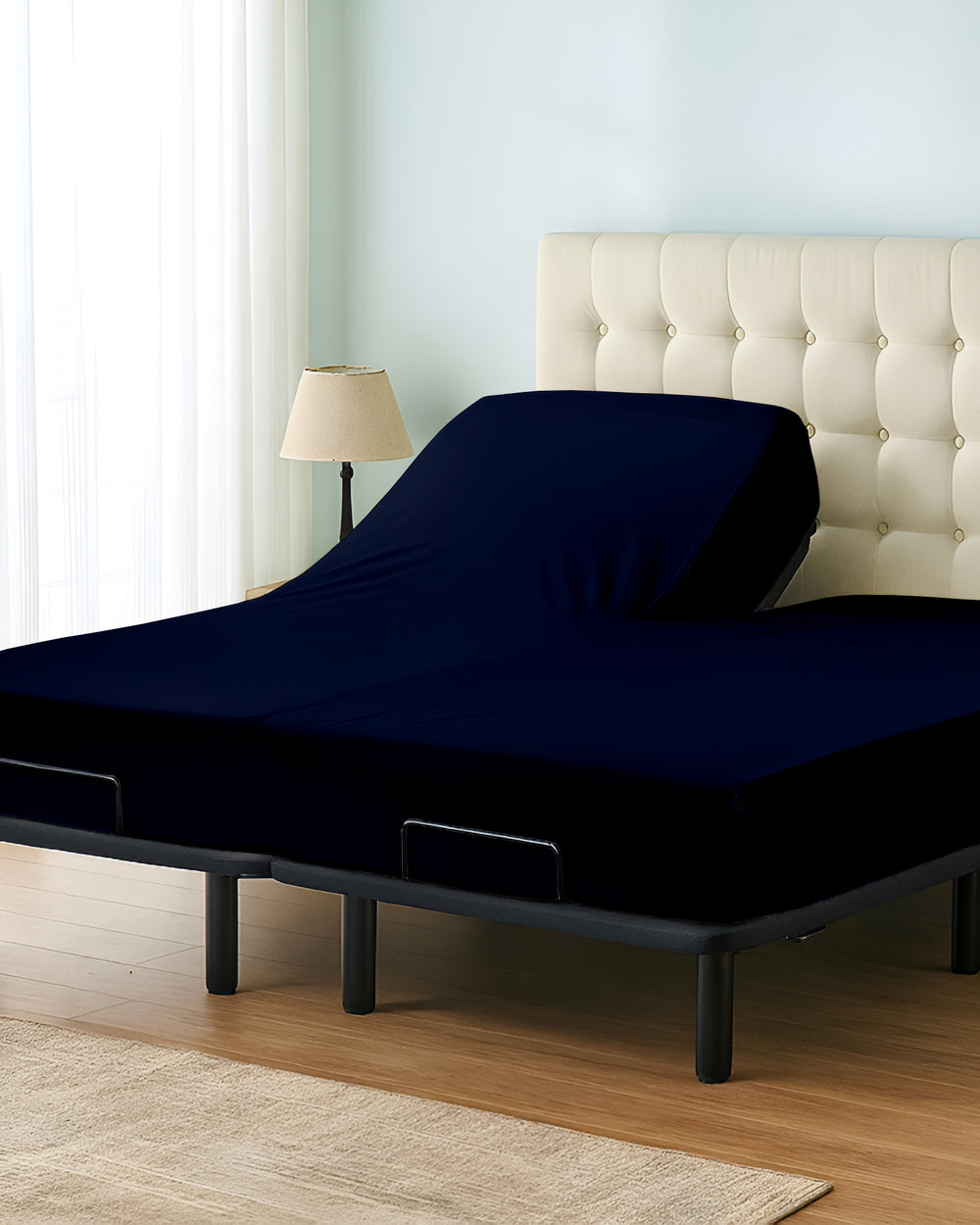 Premium 1 Piece Fitted Sheet with Top Split for Adjustable Beds - Navy Blue