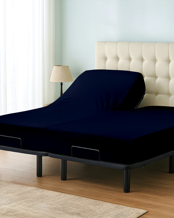 Premium 1 Piece Fitted Sheet with Top Split for Adjustable Beds - Navy Blue