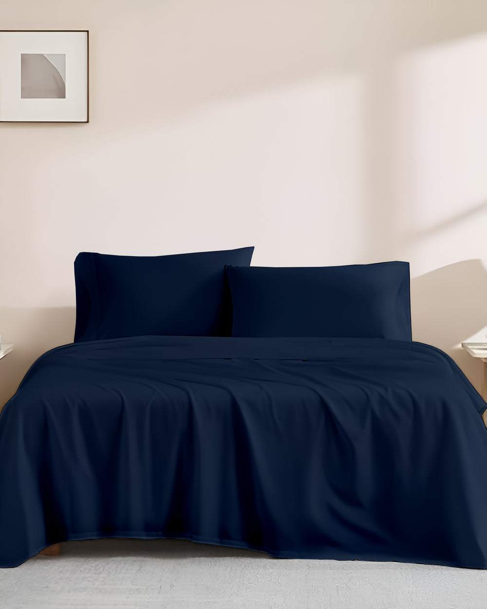 Classic Comfort Cotton Bedding 4 Piece Sheet Set- Navy Blue