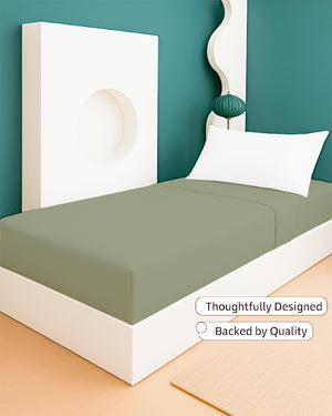 SoftHaven 1 Piece Cotton Cot Fitted Bed Sheet - Sage