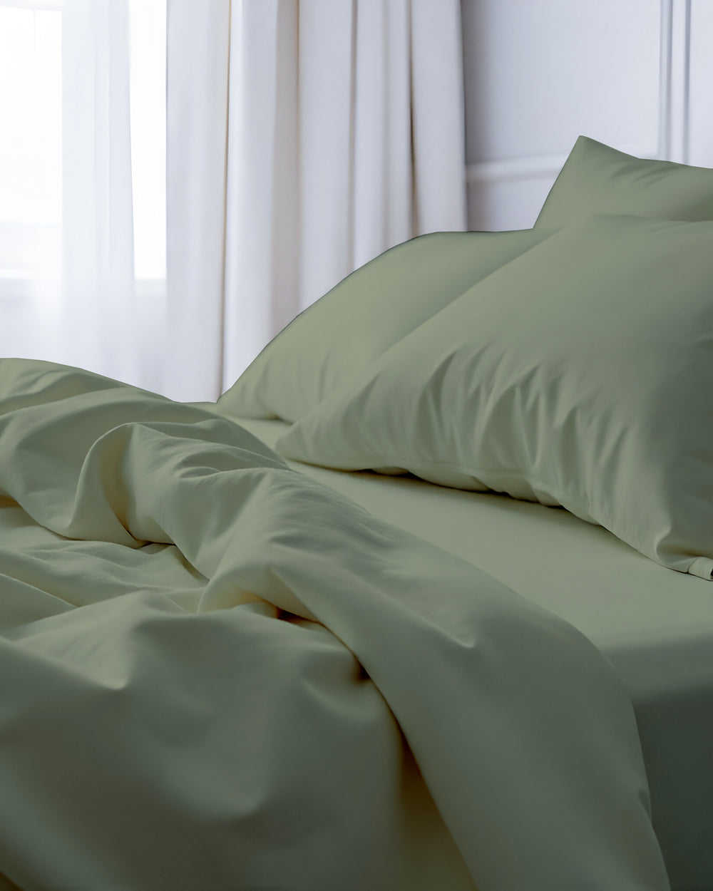 Royal Dreams, Extra Deep 4 Piece Cotton Sheet Set- Sage