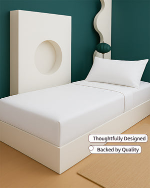 SoftHaven 1 Piece Cotton Cot Fitted Bed Sheet - White