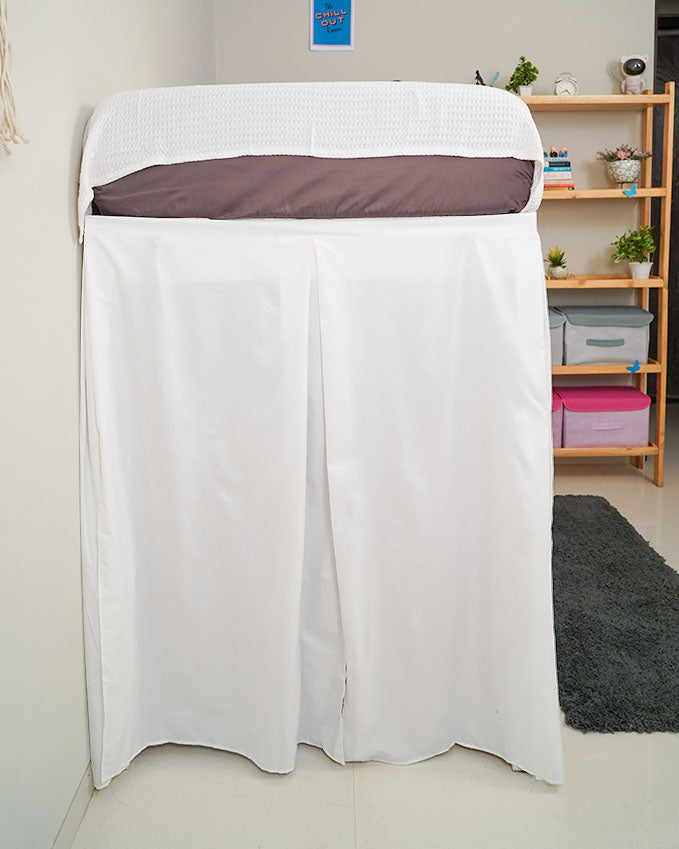 SmartPleat – Microfiber 1 Piece Pleated Dorm Bed Skirt - White-Bed Skirts-Shreem Linen-Slumber Sphere