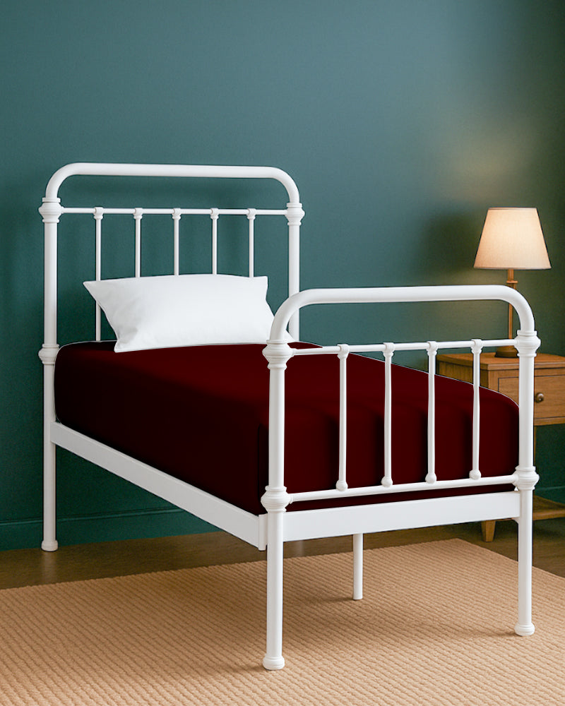 SoftHaven 1 Piece Cotton Cot Fitted Bed Sheet - Burgundy
