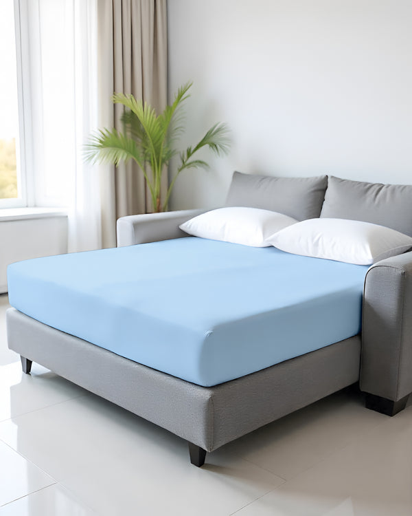 SmartSleep 1 Piece Deep Pocket Fitted Sheet for Convertible Sofa Beds - Light Blue