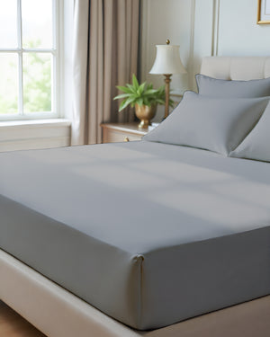 Giza Grace – Classic 1 Piece Fitted Sheet- Light Gray