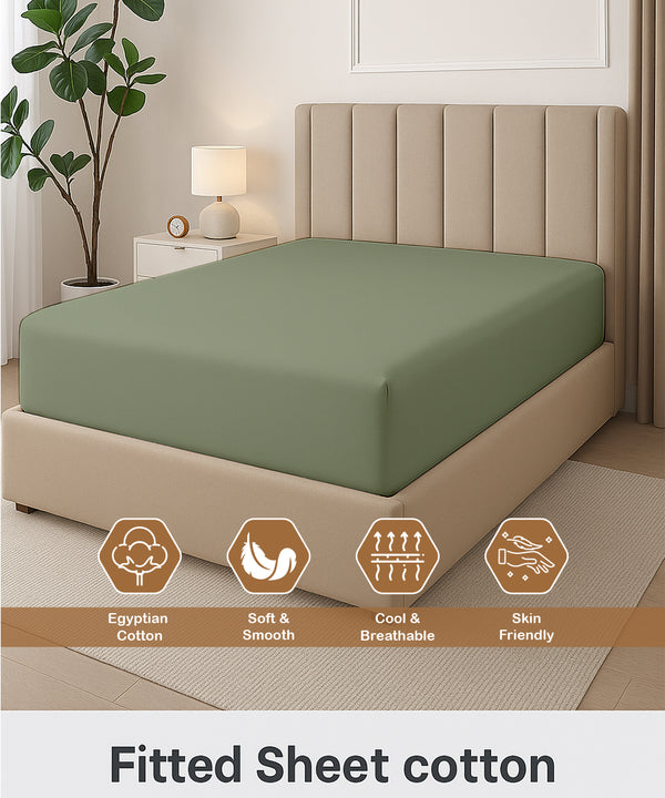 Seven Star 1 Piece Cotton Fitted Sheet- Sage