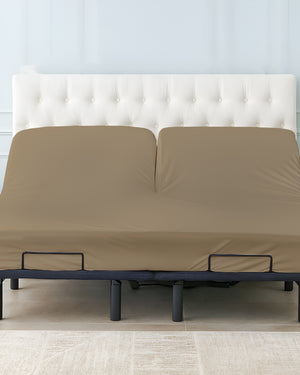 Premium 1 Piece Fitted Sheet with Top Split for Adjustable Beds - Taupe