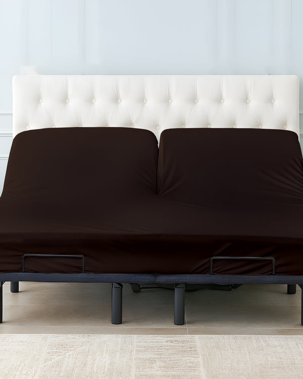 Premium 1 Piece Fitted Sheet with Top Split for Adjustable Beds - Chocolate