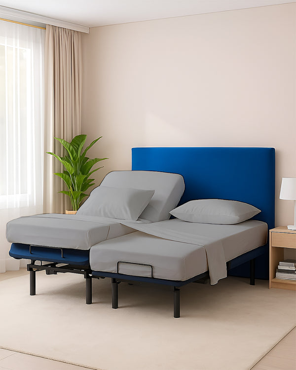 Snowy Giza Split Bed 5 Piece Sheet Set - Light Gray