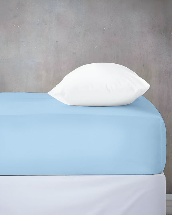 Cloud Soft Classic –  Single Fitted Sheet for Everyday Luxury - Light Blue