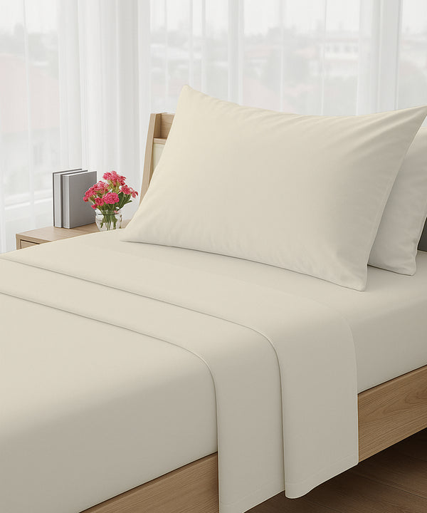 LuxeLayer Giza Cotton 4 Piece Cot Sheet Set - Ivory