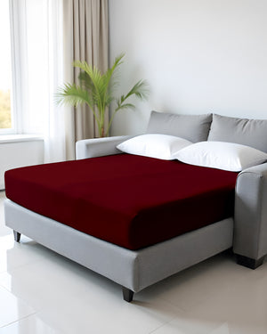 SmartSleep 1 Piece Deep Pocket Fitted Sheet for Convertible Sofa Beds - Burgundy