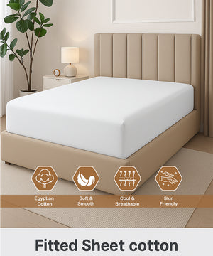 Seven Star 1 Piece Cotton Fitted Sheet- White