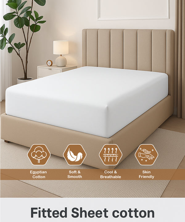 Seven Star 1 Piece Cotton Fitted Sheet- White