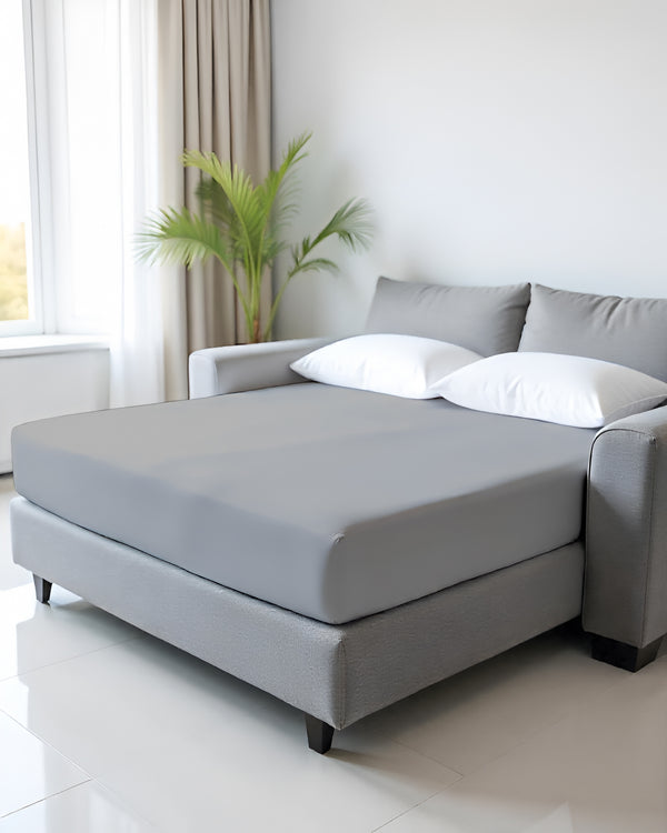 SmartSleep 1 Piece Deep Pocket Fitted Sheet for Convertible Sofa Beds - Light Gray
