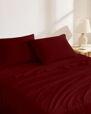 Classic Comfort Cotton Bedding 4 Piece Sheet Set- Burgundy