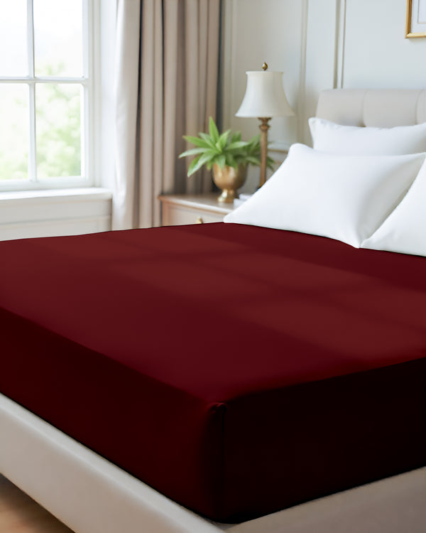 Giza Grace – Classic 1 Piece Fitted Sheet- Burgundy