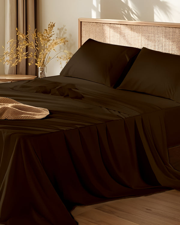 Crescendo Giza Cotton 4 Piece Sheet Set - Chocolate