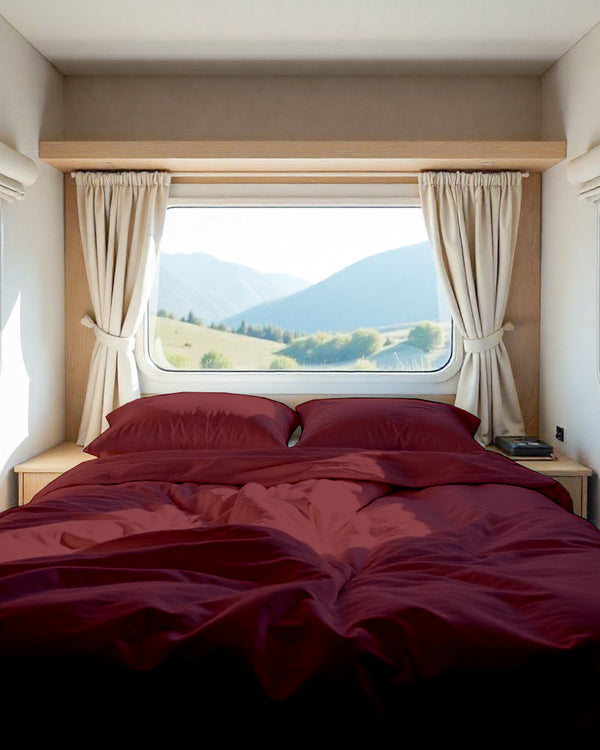 Modern Haven RV Sheet Set – Soft Microfiber, 4-Piece Luxury Collection - Burgundy