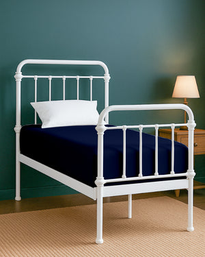 SoftHaven 1 Piece Cotton Cot Fitted Bed Sheet - Navy Blue
