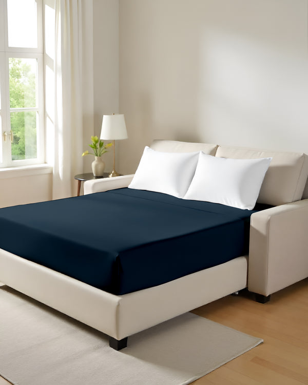 ComfortFold - Microfiber Sleeper Sofa 1 Piece Fitted Sheet- Navy Blue