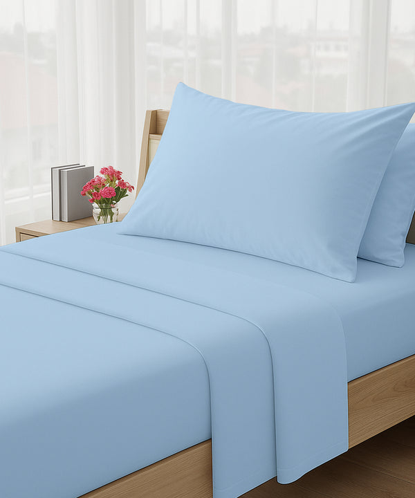 LuxeLayer Giza Cotton 4 Piece Cot Sheet Set - Light Blue