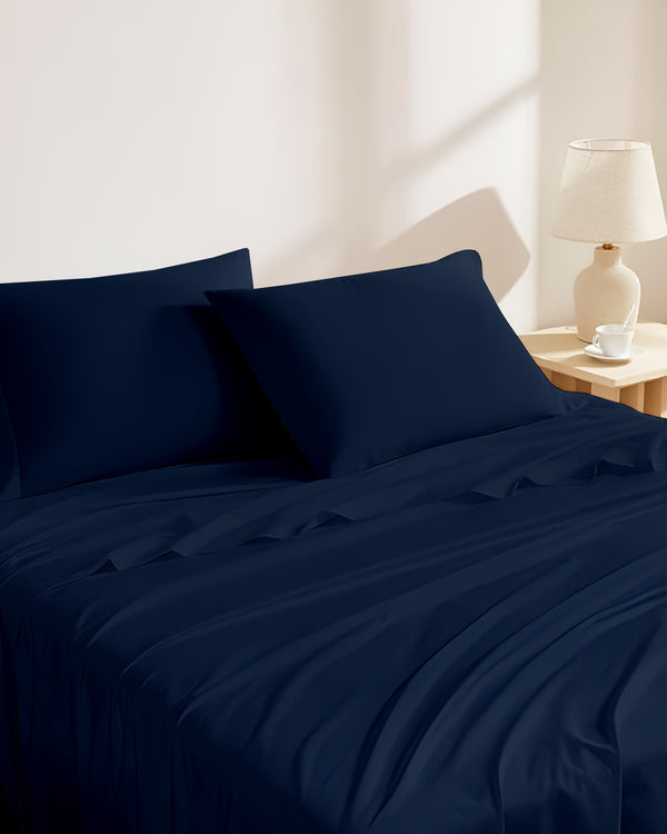 Classic Comfort Cotton Bedding 4 Piece Sheet Set- Navy Blue