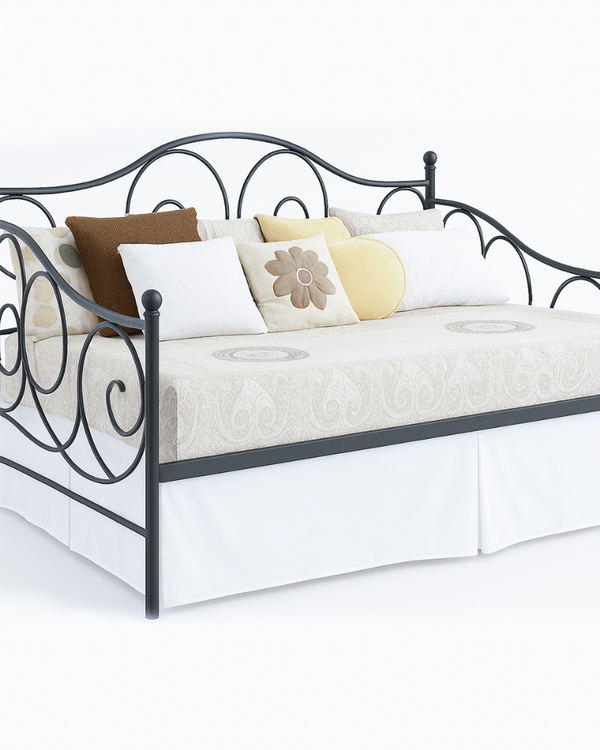 Luxe Pleated Microfiber 1 Piece Daybed Skirt- White-Bed Skirts-Shreem Linen-Slumber Sphere