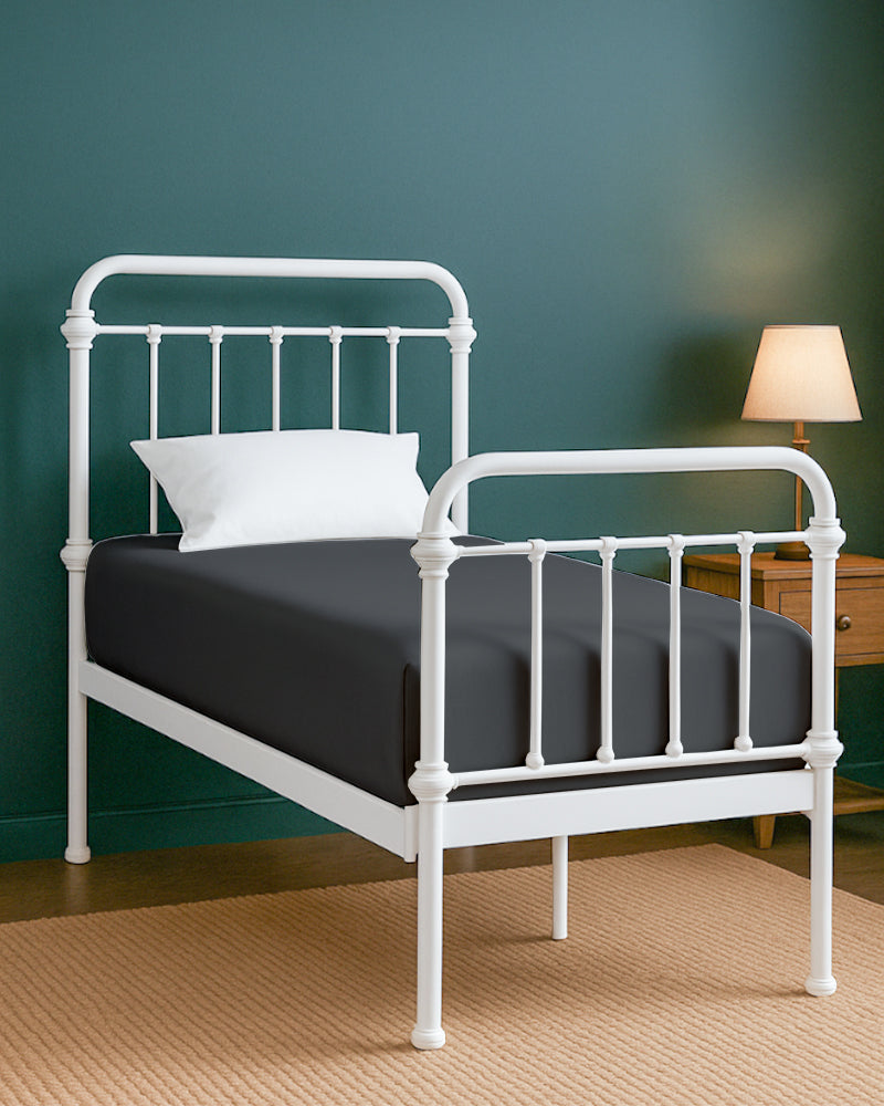 SoftHaven 1 Piece Cotton Cot Fitted Bed Sheet - Dark Gray